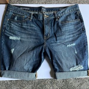 A.N.A boyfriend fit distressed jean shorts